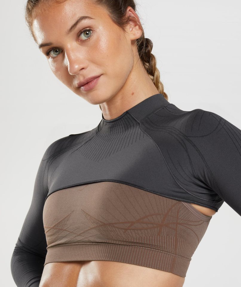 Women's Gymshark Apex Seamless Shrug Sweatshirts Black | CA N38756